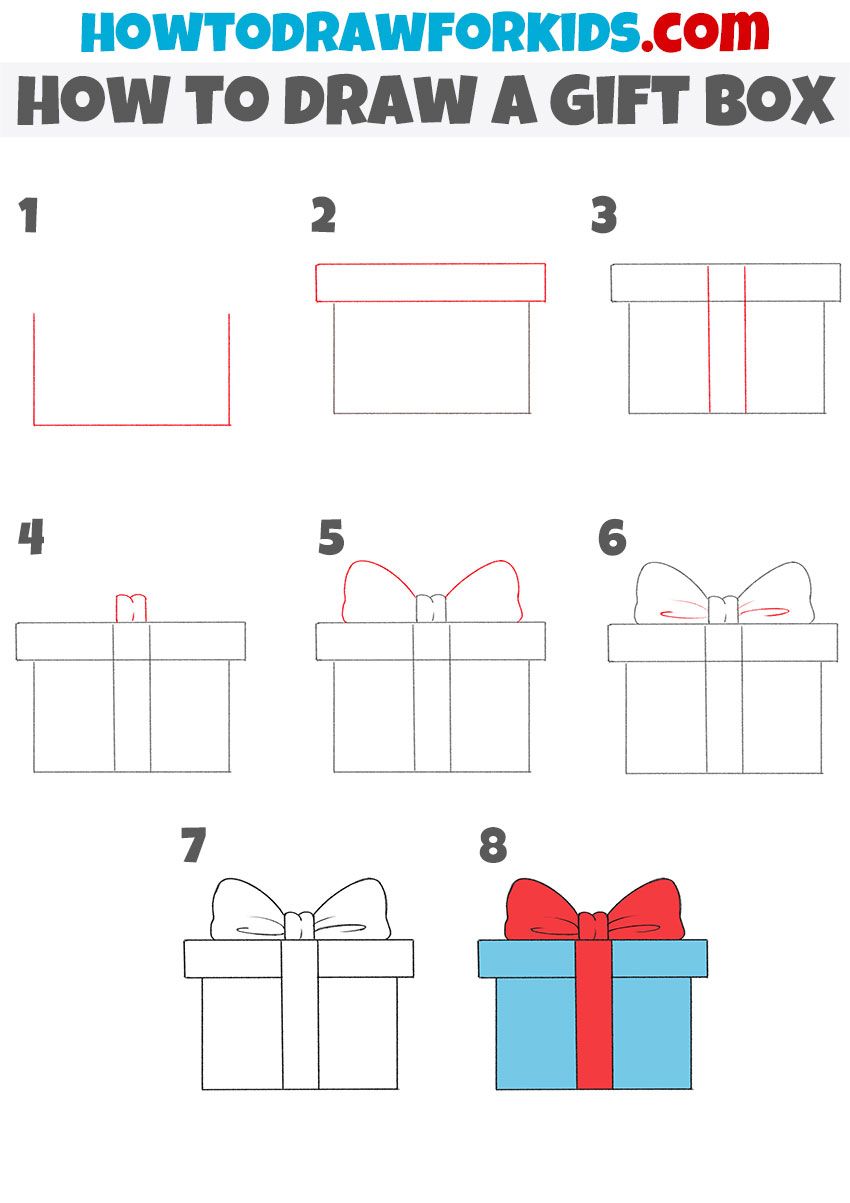 How To Draw A Gift Box Easy Christmas Drawing Youtube