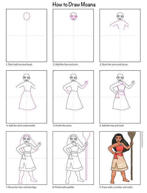 How To Draw Moana Easy Step By Step Drawing Tutorial For Kids And How To Draw Moana Easy Step By Step Drawing Tutorial For Kids And