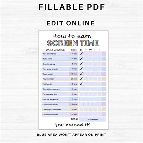 How To Earn Screen Time With Screen Bucks Editable Allowance Chore