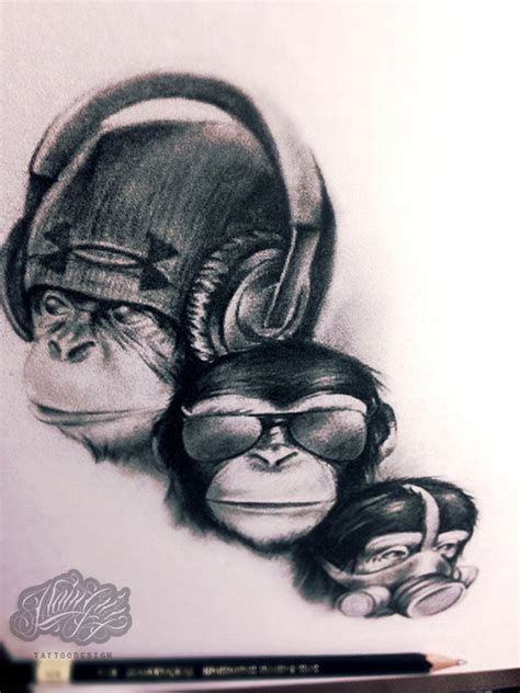 Iii Monkeys Art Maingriz Tattoo Design