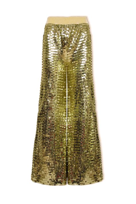 Ilona Rich Gold Squared Sequin Wide Leg Trousers Rich Fashion