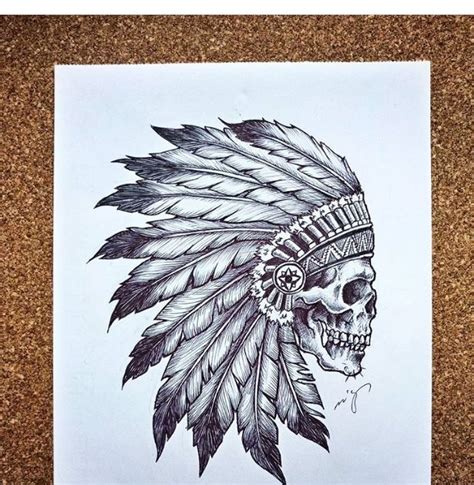 Indian Skull Headdress Tattoo Designs