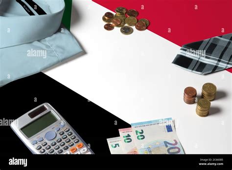 Iraq Flag On Minimal Money Concept Table Coins And Financial Objects