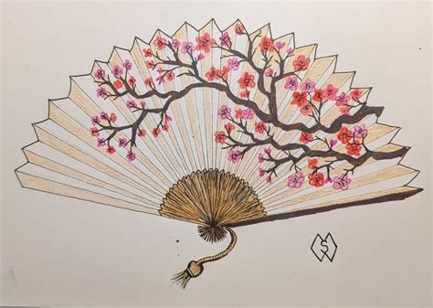 Japanese Fan With A Cherry Blossom Branch Japanese Tattoo Women Fan Japanese Fan With A Cherry Blossom Branch Japanese Tattoo Women Fan