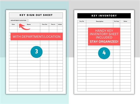 Key Sign Out Sheet Signature List Contact List Sign In Out Form