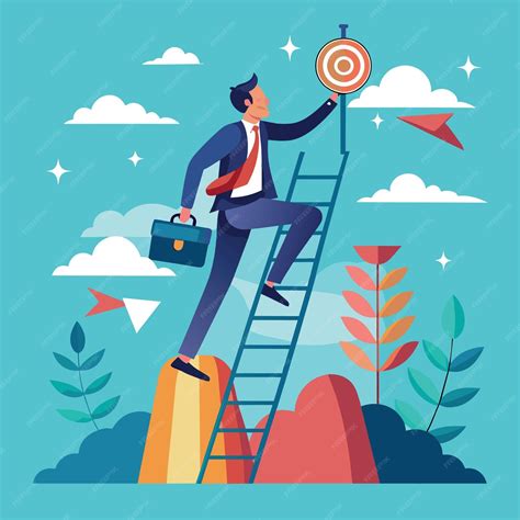 Ladder Of Success To Reach Goal Or Target Challenge To Achieve Goal
