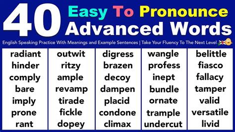 Learn 40 Easy To Pronounce Advanced English Vocabulary Words Youtube