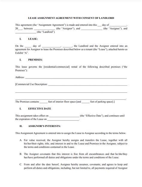 Lease Assignment Agreement Templates Samples Lease Assignment Agreement Templates Samples