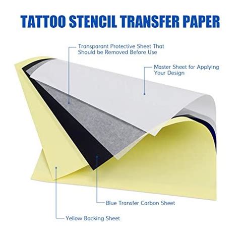 Liumate Tattoo Transfer Paper 100 Sheets 4 Layers A4 Size Thermal