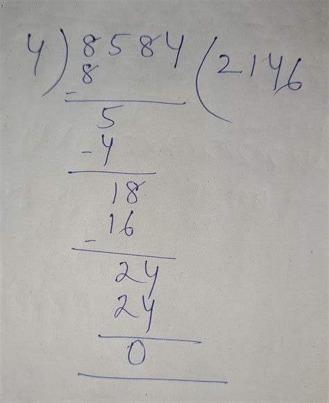 Long Division 8584 Divided By 4 I Need Answer Fast Brainly In