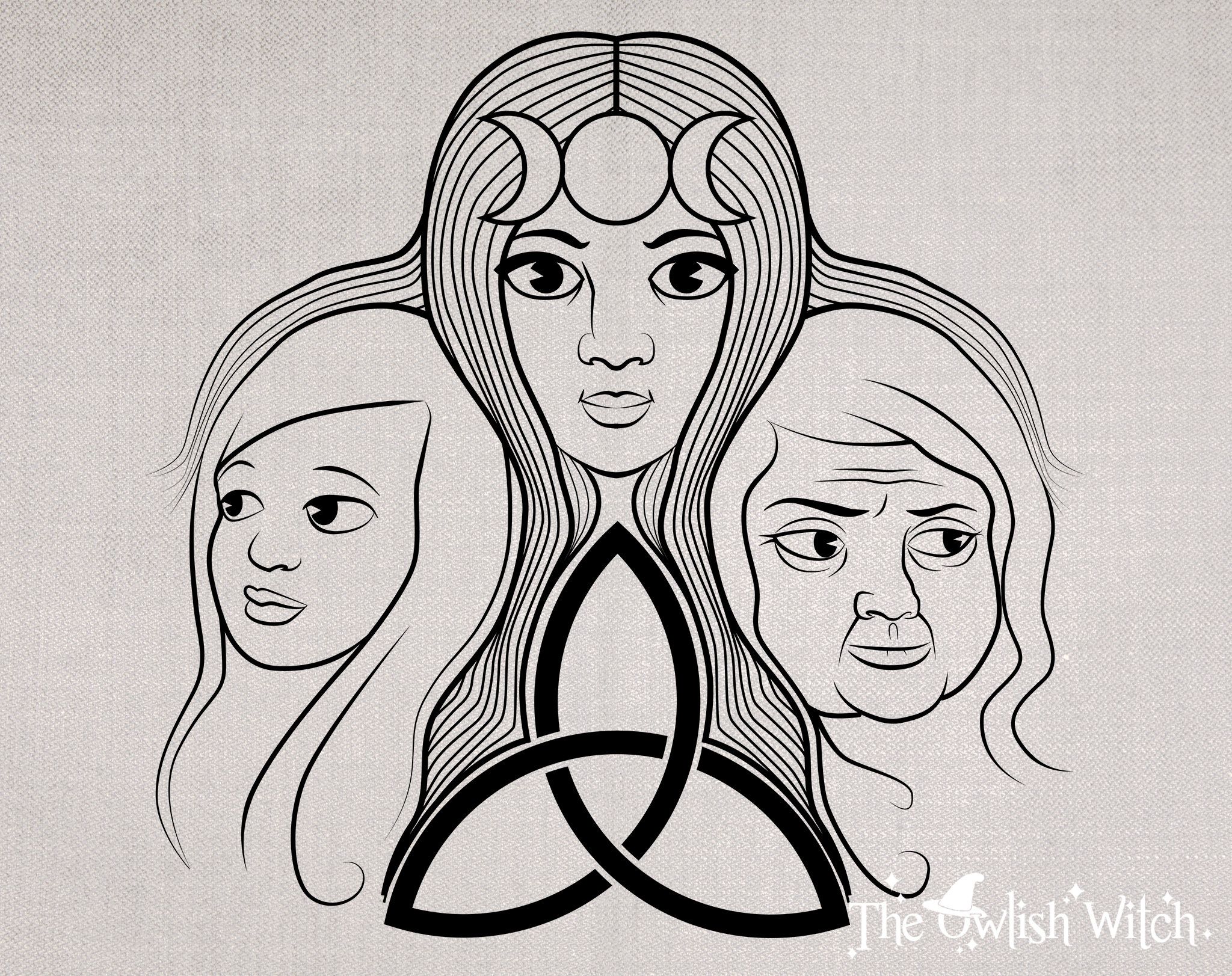Maiden Mother Crone Clip Art Etsy Australia Line Art Vector Maiden