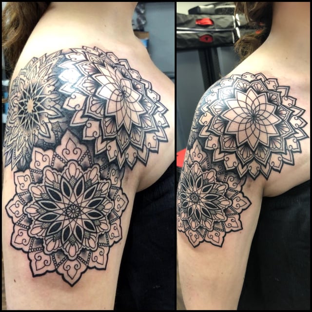 Mandala Shoulder Cap Quarter Sleeve By New York At Hidden Entity Tattoo