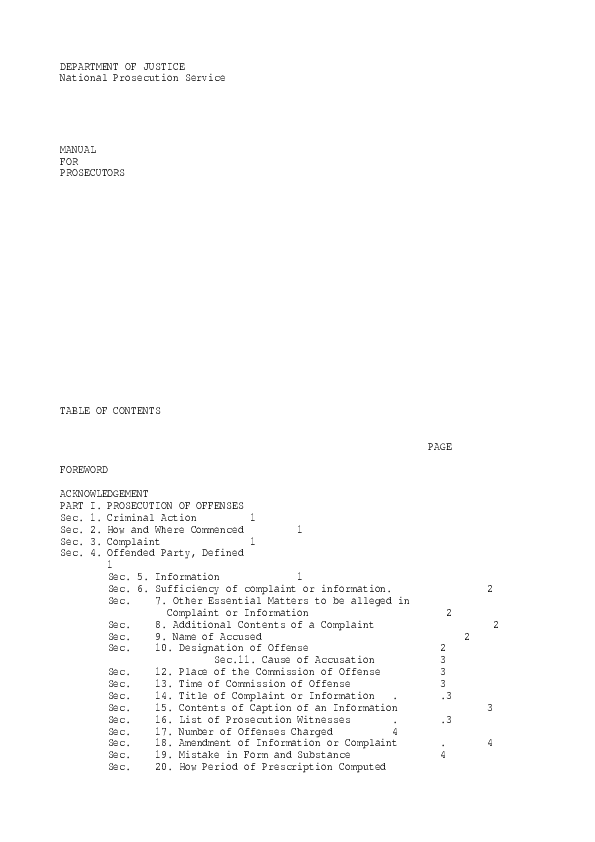 Manual For Prosecutors Department Of Justice National Prosecution Manual For Prosecutors Department Of Justice National Prosecution