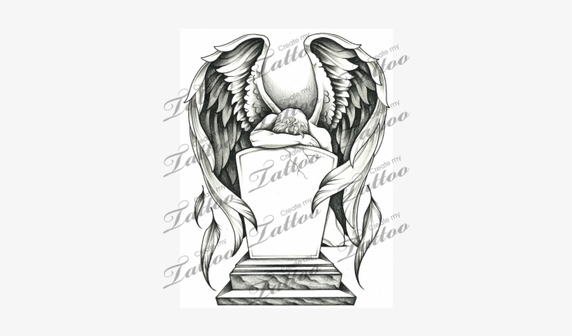 Marketplace Tattoo Grieving Angel And Tombstone Rip Angel Tattoo