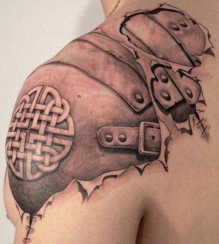 Medieval Shoulder Armor Tattoo