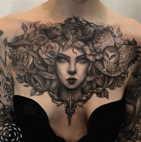 Medusa Chest Tattoo Unique Body Art