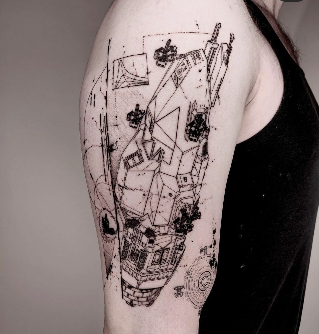 Meet My Favorite Ship Sketch Blueprint Style Tattoo Of The Rocinante