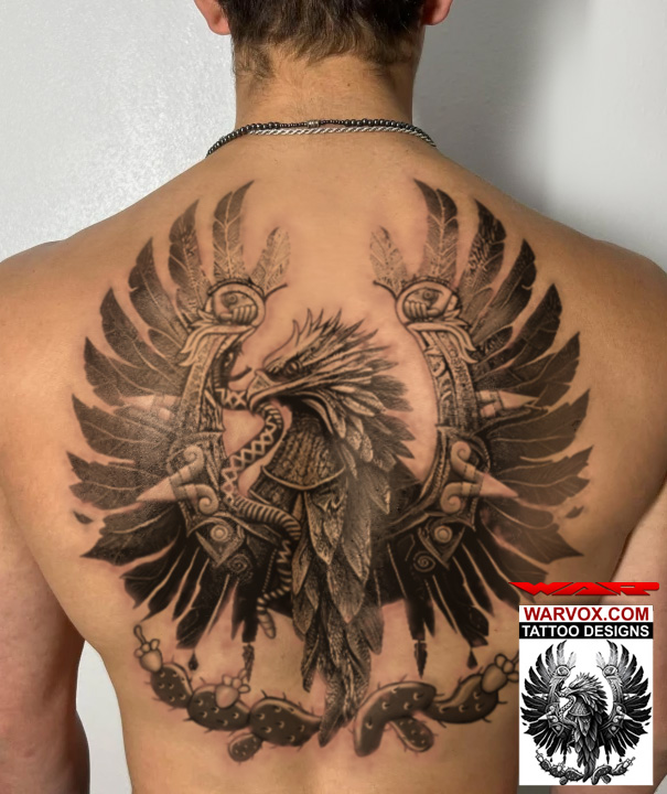 Mexican Eagle Fighting Rattlesnake Tattoo Aztec Tattoos Warvox