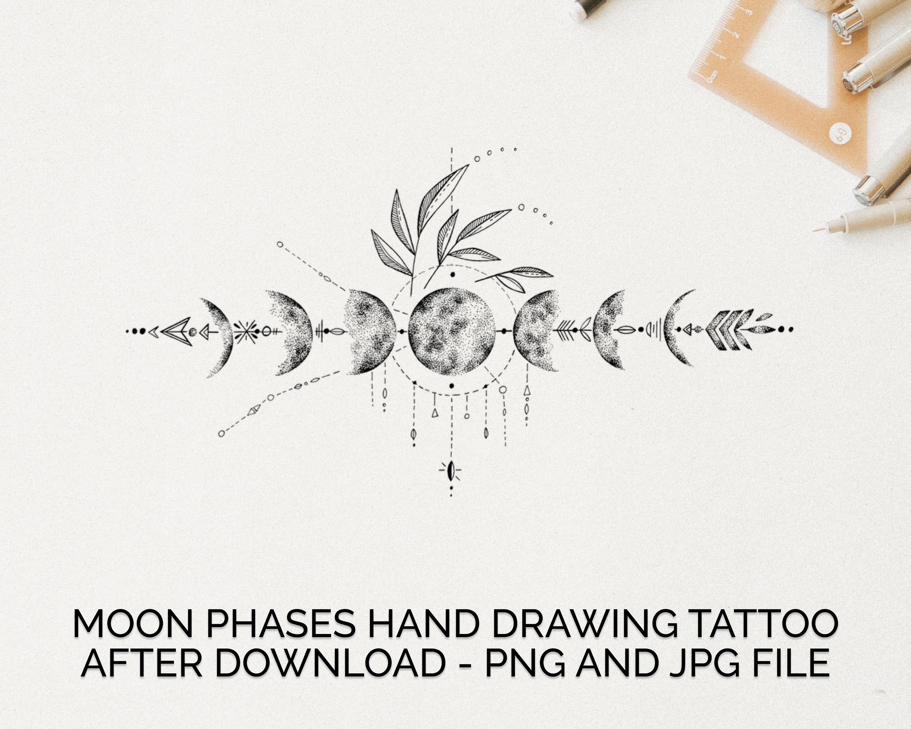 Moon Phases Tattoo Moon Tattoo Moon Phases Tattoo Spine Tattoos