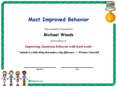 Most Improved Behavior Improving Classroom Behavior With Hard Work