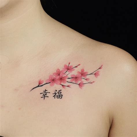 My Family Trip Small Cherry Blossom Tattoo Shoulder Cherry Blossom
