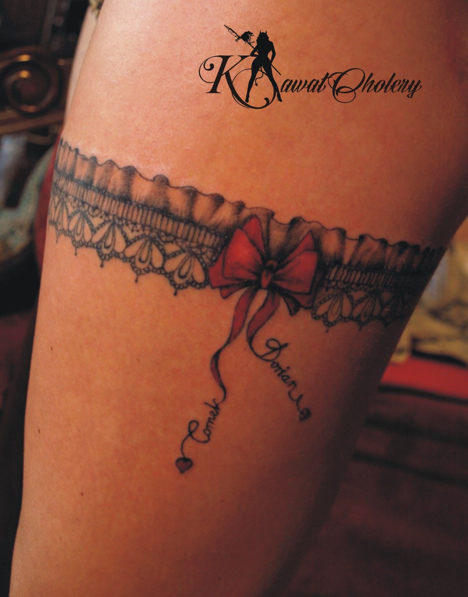 My Lace Garter Tattoo Pistol Is On The Outside Of My Thigh Amp The Bow