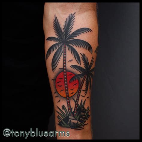 My New Tattoo Traditional Palmtree Tattoo Love It Tony Nilsson Blue