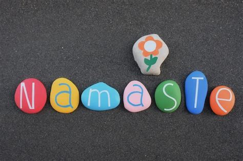 Namaste Customary Hindu Greeting Composed With Multi Colored Stone