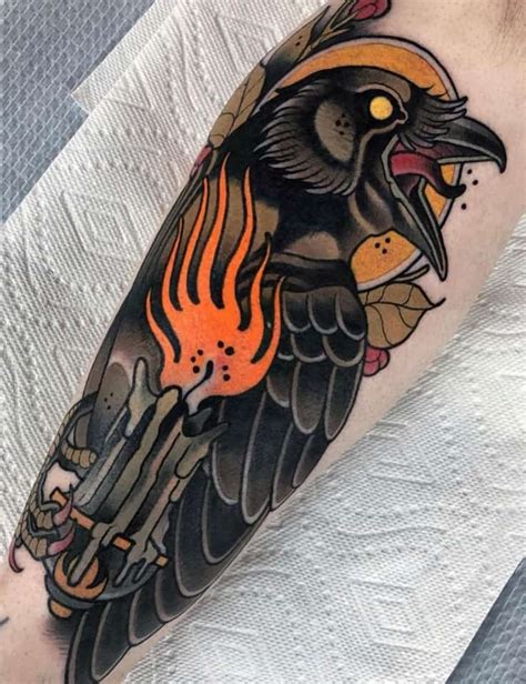 Neo Trad Crow Tattoo