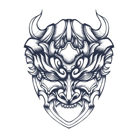 Oni Mask Tattoo Design Isolated On White 11049367 Vector Art At Vecteezy