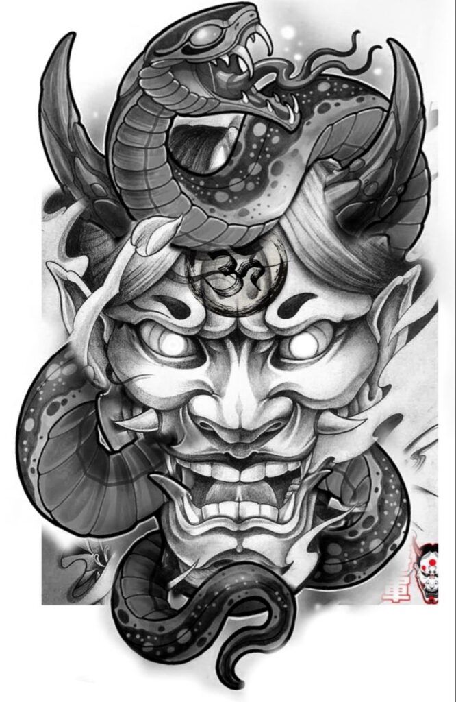 Oni Mask Tattoo Drawing: Striking Design Ideas & Inspiration