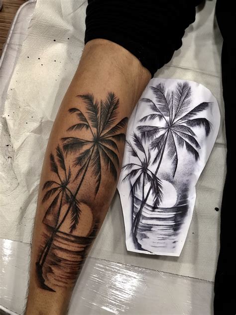 Palm Tree Tattoo Tree Leg Tattoo Tropisches Tattoo Palm Tree Tattoo