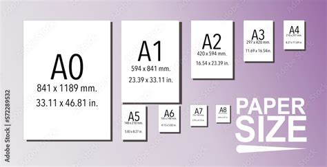 Paper Guide Sizes Vectors A1 A2 A3 A4 A5 A6 A7 A8 A9 A10 For Work Sheet