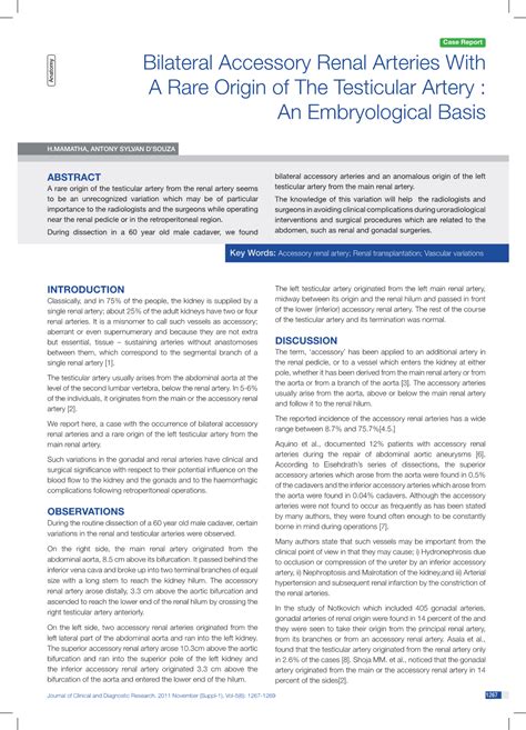 Pdf Bilateral Accessory Renal Arteries In A Male Cadaver Of Asian