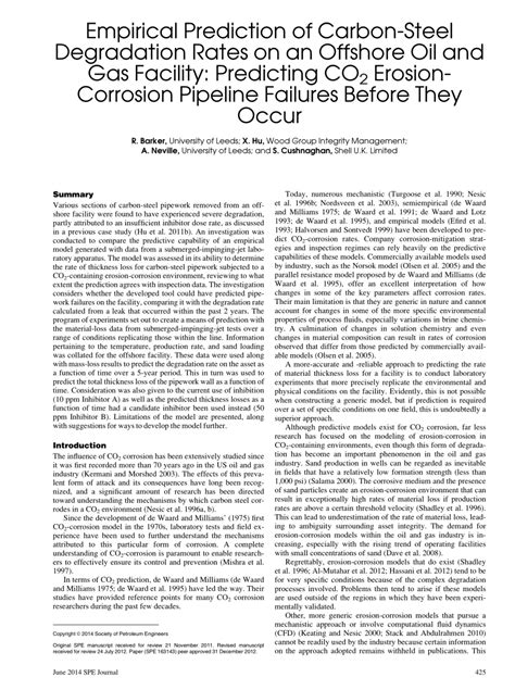 Pdf Empirical Prediction Of Carbon Steel Degradation Rates On An