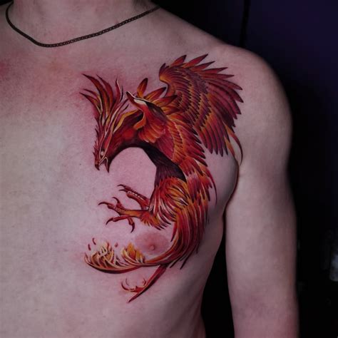 Phoenix Male Chest Tattoo Tattoogoto