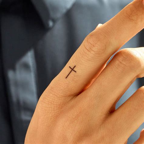 Plain Cross Tattoo Finger