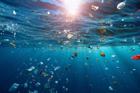 Plastic Pollution Crisis In Ocean Environmental Awareness Concept