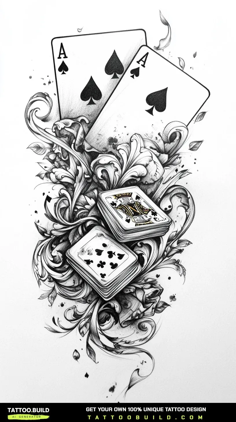 Playing Cards Tattoo Drawing