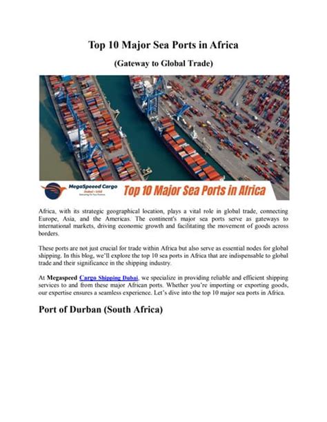 Ppt Top 10 Major Sea Ports In Africa Gateway To Global Trade
