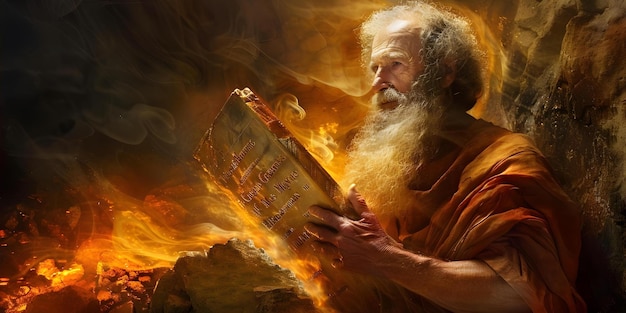 Premium Ai Image Moses Receiving The Ten Commandments At Mount Sinai