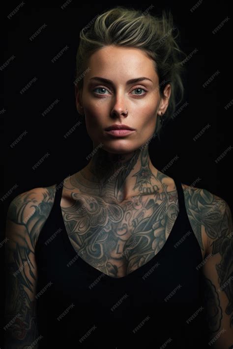 Premium Photo Captivating Ink A Bold Tattoo On Beautiful Girl