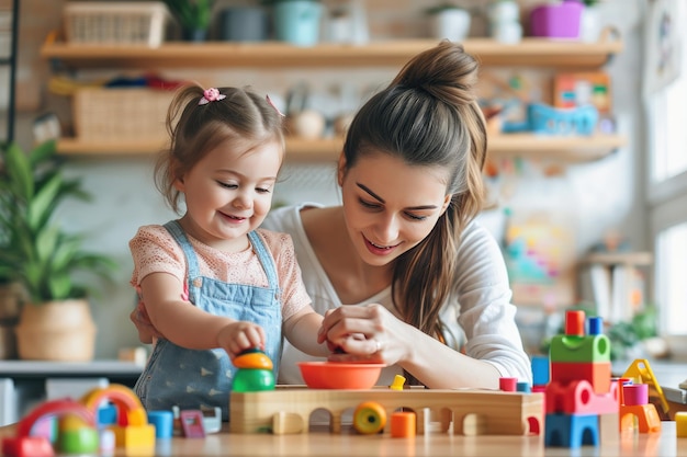 Premium Photo Childcare Worker Creating A Nurturing Environment For