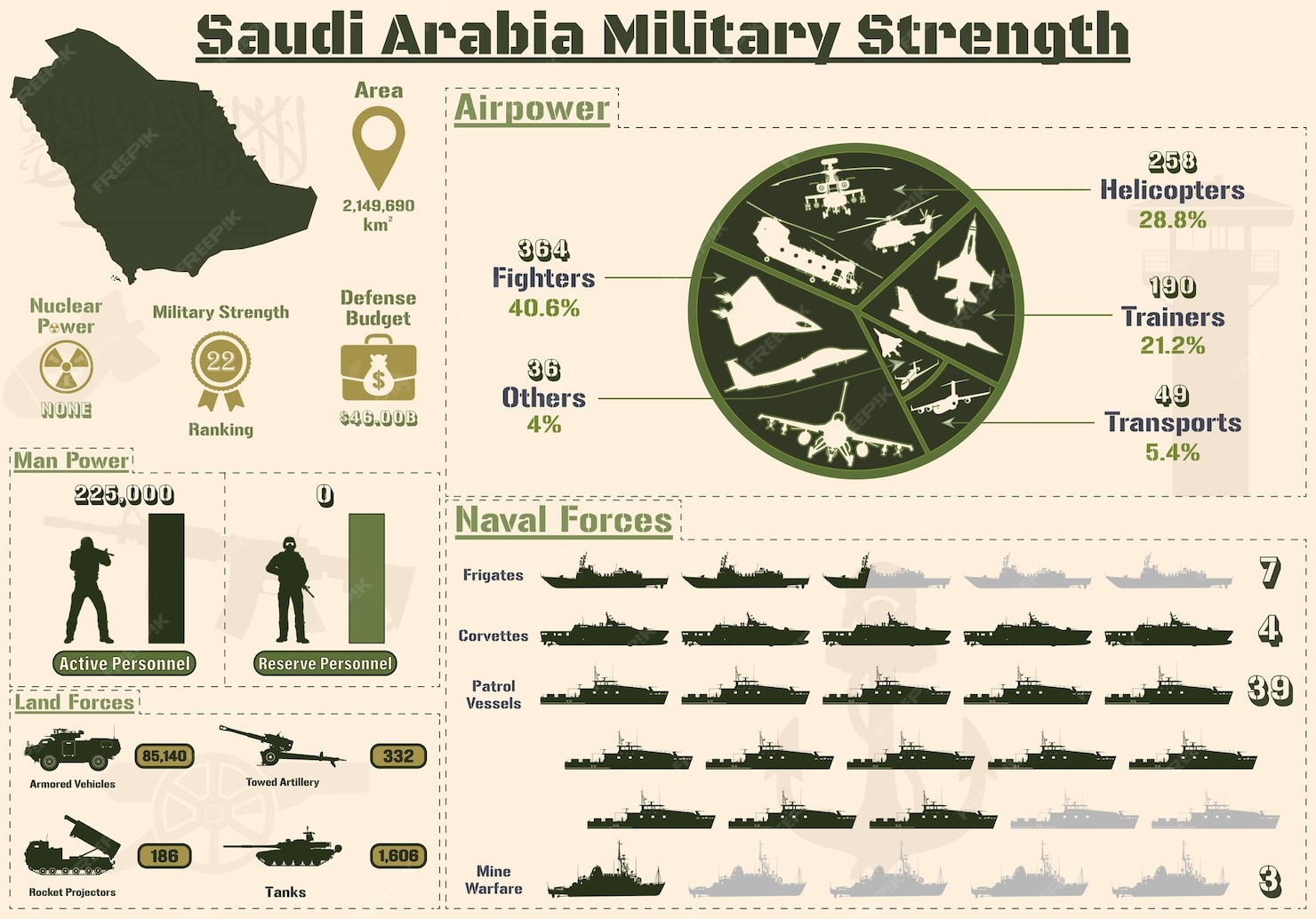 Premium Vector Saudi Arabia Military Strength Infographic Military