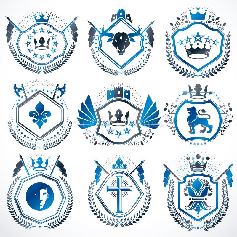 Premium Vector Set Of Vector Vintage Elements Heraldry Labels