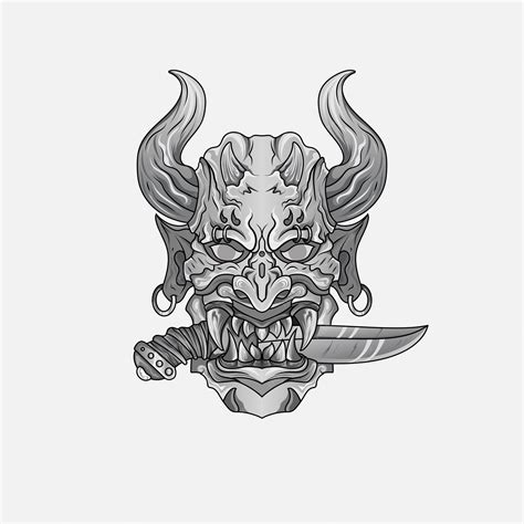 Premium Vector Shinigami Mask Illustration Tattoos Black And White