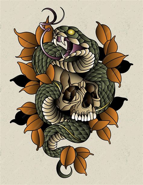 Premium Vector Snake Skull Tatto Neo Traditional