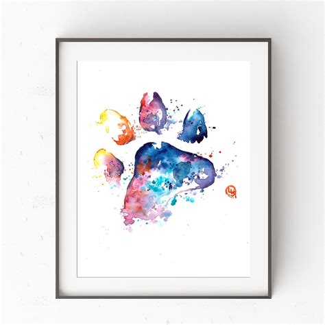Printable Dog Paw Print Pet Loss And Memorial Watercolour Art