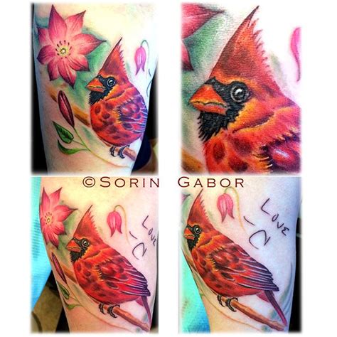 Realistic Color Cardinal Memorial Tattoo On Forearm By Sorin Gabor