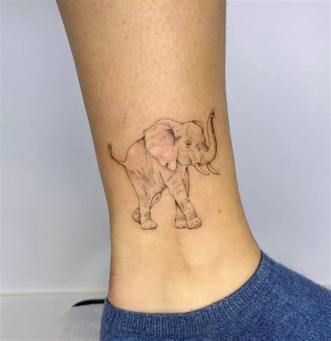Realistic Elephant Tattoo Trunk Up